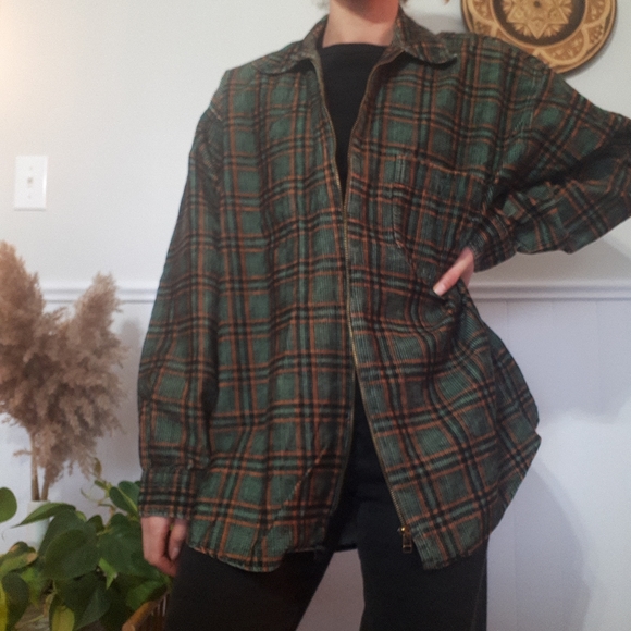 Green and orange corduroy shacket - Picture 2 of 10